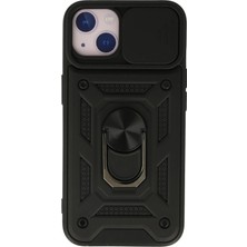 iPhone 15 Kılıf Pars Lens Yüzüklü Silikon - SIYAH-(5796) - F718K874-U82718