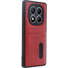 Xiaomi Redmi Note 14 Pro 4g Kılıf Sara Kartvizitli Deri Kılıf - KIRMIZI-(5796 - F789K205-U57