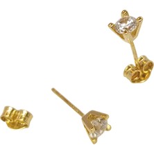 Genel Tek Taş Küpe 14 Ayar Altın Hd Videolu