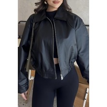 Prifaldi Paris Oversize Bomber Deri Ceket Siyah