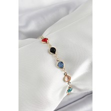 Dktt Pirinç Asorti Model Gold Renk Zirkon Taşlı Kadın Bileklik - TJ-BB7039