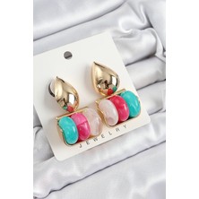 Dktt Pirinç Karışık Renk Vintage Model Kadın Küpe - TJ-BKP10863