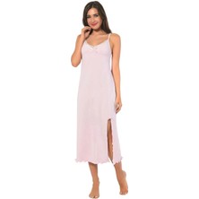 MTM My The Mall Moda Bayan Ip Askılı Uzun Gecelik Pembe