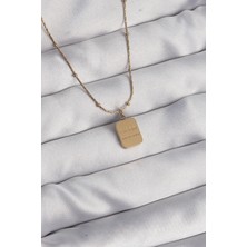 Bfs 316L Çelik Gold Renk Kare Charm Model Kolye