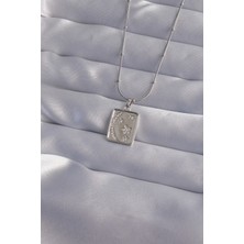 Bfs 316L Çelik Zincir Gümüş Renk Zirkon Taşlı Ay Yıldız Figürlü Tarot Kolye