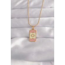 Bfs 316L Çelik Gold Renk Karışık Mineli Ay Figür Tarot Kolye