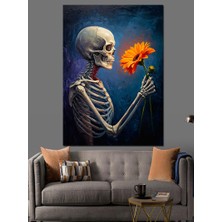 Artmeg Iskelet Papatya Çiçeği Hediye Dekoratif Kanvas - Mdf Ahşap Tablo