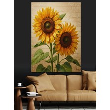 Artmeg Canlı Ayçiçeği Sarı Çiçek Tarlası Dekoratif Kanvas - Mdf Ahşap Tablo