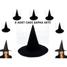 Mepura Siyah Cadı Şapkası Keçe Yetişkin Boy 6 Adet