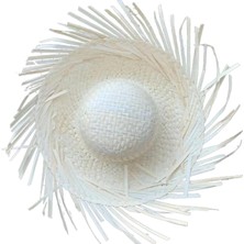 Mepura Tropikal Parti Beyaz Hasır Hawaii Şapkası 13X36 cm