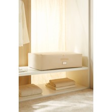 Ocean Home Textile Mega Boy Bej Balıksırtı Baza Altı Yastık Yorgan Kazak Hurcu, Hurç 74x46x22 cm