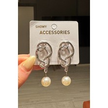 H&E Design Kadın Gold Tarz Sallantılı Inci Küpe