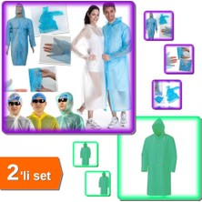 Hereveoyuncak 5 Adet Tek Kullanımlık Çıtçıtlı Yağmurluk + Kapşonlu Cepli Lüx Yağmurluk Haki Yeşil 2xl - 2li Set T8