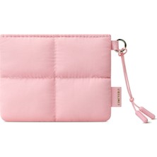 Comfyable Sevimli Puffy Mini Cüzdan – Suya Dayanıklı, Şeffaf Kart Pencereli, Mıknatıslı Kapatma, Airpods ve Aksesuar Organizeri – Pembe