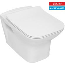 Serel Nita Köşeli Kanalsız Asma Klozet (NT25) + Zenith Slim Yavaş Kapanan Kapak 2'li Set