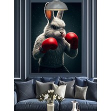 Artmeg Tavşan Boks Boksör Komik Dekoratif Kanvas - Mdf Ahşap Tablo