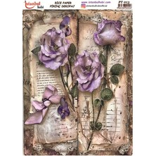 E Hobici Pirinç Dekopaj Kağıdı 30X42CM PT-013 Yazı ve Çiçekler