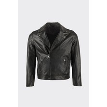 Elle Siyah Deri Erkek Ceket