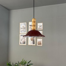 Bamyum Ralivo Vişne Çürüğü Metal Avize Tekli Ahşap Üç Boncuk Başlık Mutfak Dekoratif Sarkıt Aydınlatma