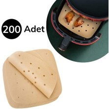 Kahi-zai Buffer® 200 Adet Air Fryer Pişirme Kağıdı Tek Kullanımlık Pişirme Kağıdı Delikli Kare Model