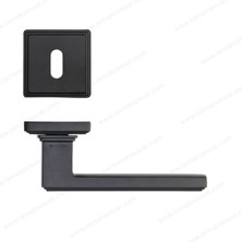 System Assos Rozetli Kapı Kolu Mat Siyah Renk Oda Rozetli