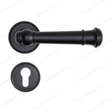 System Fıgaro Rozetli Kapı Kolu Mat Siyah Renk Yale ( Dış Kapı Rozetli)