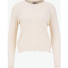 People By Fabrika Bisiklet Yaka Basic Düz Ekru Kazak Kadın PBF5WL-KZK9527