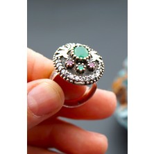 Siyah İnci Oltutaşı 925 Ayar Gümüş ve Piriinç Kadın Yüzük SY00097