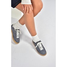 Fox Shoes V999061501 Lacivert Hakiki Deri Nubuk Kadın Spor Ayakkabı Sneakers