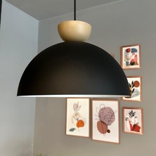 Bamyum Yimpi Siyah Avize Bej Şapka Tekli Sarkıt Salon Kuaför Cafe Dekoratif Aydınlatma Pastane