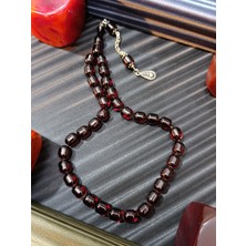 Anemore Collection Çubuk Kehribar Tesbih Bordo Renk