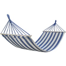 Hzl Mavi Çizgili Taşınabilir Katlanabilir Kumaş Hamak – Bahçe, Balkon, Kamp ve Seyahat İçin Dinlenme Hamak + Taşıma Çantası