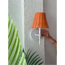 Maison Avf Turuncu Rattan Kablosuz Pilli Duvar Aydınlatması Aplik - Alt Beyaz