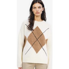 DeFacto Oversize Geniş Kalıp Baklava Dilimli Bisiklet Yaka Triko Kazak F1233AX25SP