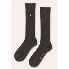 Katia & Bony Kadın Fitilli Gri Melanj Dizaltı Çorap %45 Poliamid %27 Pamuk %19 Viskoz %8 Kaşmir %1 Elastan