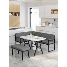 Mygusi Src 70X110CM Beyaz Masalı, Köşe Takımı, Mutfak, Balkon Köşe Takımı, Mutfak Masası Takımı - Koyu Gri