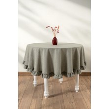 Denizli Concept Selendi Fırfırlı Yuvarlak Masa Örtüsü Yeşil