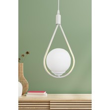 Taşcan Aydınlatma Damla Tekli Beyaz Sarkıt Avize Beyaz Camlı Yatak Odası Salon Mutfak Hol Avize