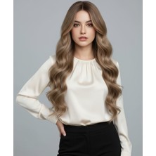 Gigi Giyim Küllü Kahverengi Kıvırcık Dalgalı Peruk