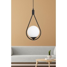 Taşcan Aydınlatma Damla Tekli Siyah Sarkıt Avize Beyaz Camlı Yatak Odası Salon Mutfak Hol Avize