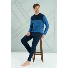 Remsa Erkek Interlok Penye Uzun Kol Pijama Takımı 2213 Saks
