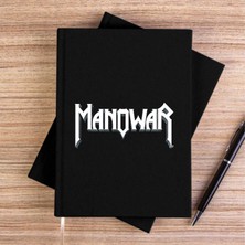 Zepplin Giyim Manowar Logo Classic 2 Siyah Kanvas Defter Çizgisiz
