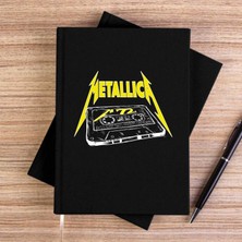 Zepplin Giyim Metallica Tape Siyah Çizgisiz Kanvas Defter Çizgisiz