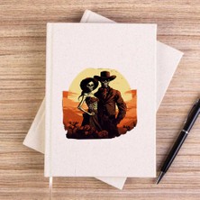 Zepplin Giyim Skeleton Cowboy Lover Çizgisiz Kanvas Defter Çizgisiz