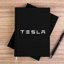Zepplin Giyim Tesla Text Siyah Çizgisiz Kanvas Defter Çizgisiz