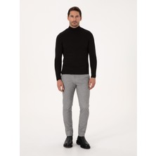 Cacharel Erkek Gri Slim Fit Mikro Desenli Pamuk Karışımlı Kanvas Pantolon 50308714-VR024