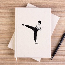 Zepplin Giyim Bruce Lee Kick Deffense Çizgisiz Kanvas Defter Çizgisiz