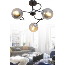 Taşcan Aydınlatma Renas 3 Lü Siyah Avize-Füme Camlı Dekoratif Tasarım Yatak Odası Mutfak Salon Avize