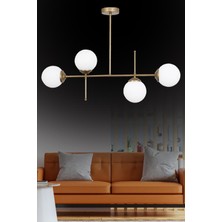 Taşcan Aydınlatma Darvin 4 Lü Eskitme Avize Beyaz Camlı Yatak Odası Mutfak Salon Avize