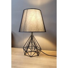 Taşcan Aydınlatma Piramit Siyah Ayaklı Abajur Masa Lambası Siyah Şapka Salon Yatak Odası Abajur